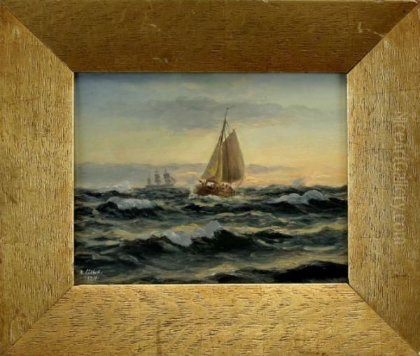 Fischerbootin Ruhiger See Oil Painting by Holger Peter Svane Lubbers