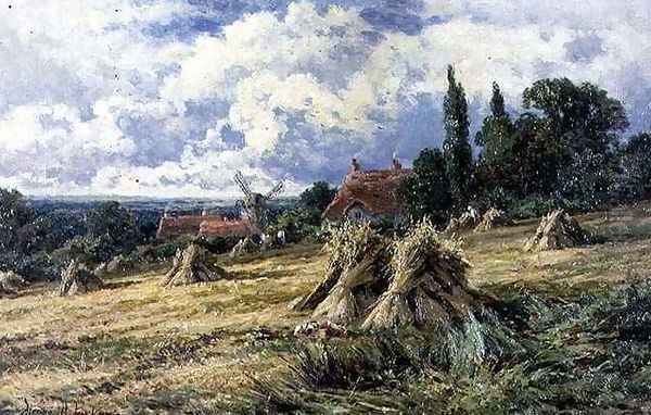 A Surrey Cornfield Oil Painting by Henry Hillier Parker