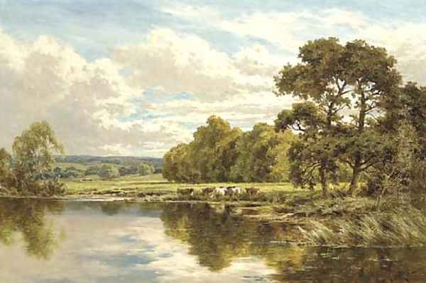 On the banks of the Thames at Streatley Oil Painting by Henry Hillier Parker