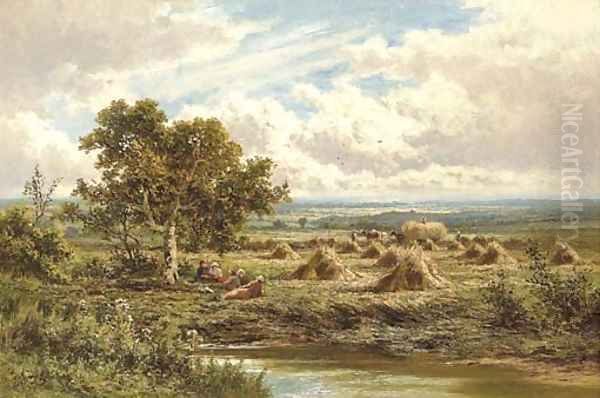 A Surrey Cornfield 2 Oil Painting by Henry Hillier Parker