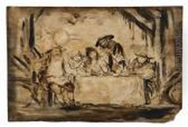 En La Taberna Oil Painting by Eugenio Lucas Velasquez