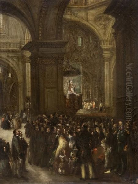 El Sermon Oil Painting by Eugenio Lucas Velasquez