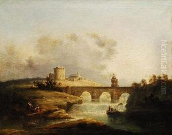 Puente De Toledo, Madrid Oil Painting by Eugenio Lucas Velasquez