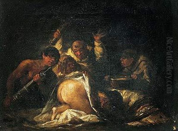 La Lavativa Oil Painting by Eugenio Lucas Velasquez