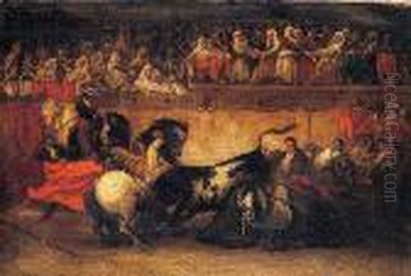 Corrida De Toros Oil Painting by Eugenio Lucas Velasquez