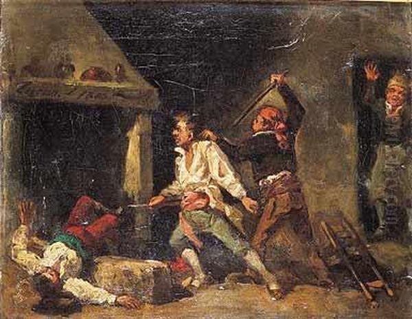 Reyerta En Una Taberna Oil Painting by Eugenio Lucas Velasquez