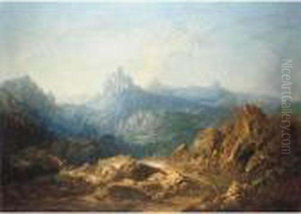 Paisaje Romantico (romantic Landscape) Oil Painting by Eugenio Lucas Velasquez