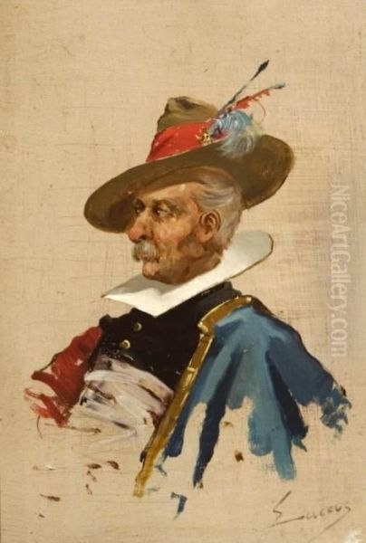 Personaje Velazqueno Oil Painting by Eugenio Lucas Villamil