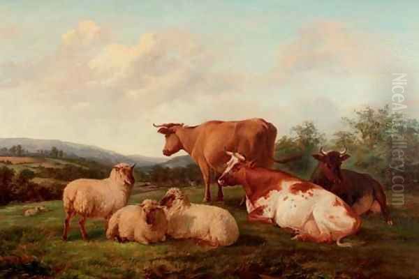 A hilltop pasture Oil Painting by Henry Hillier Parker