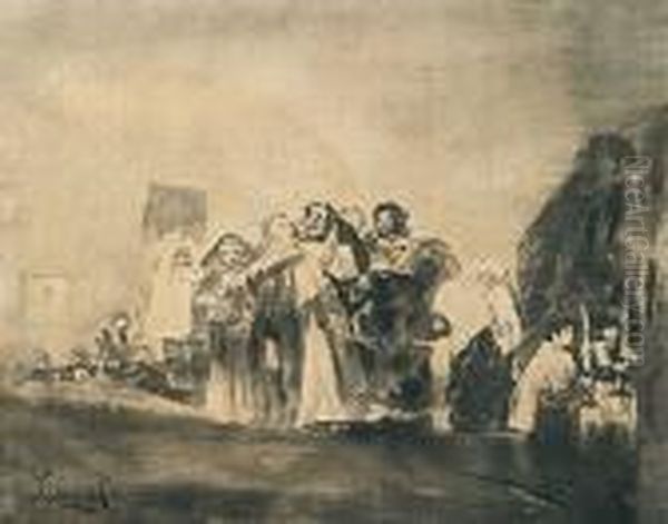 La Procesion Oil Painting by Eugenio Lucas Villamil