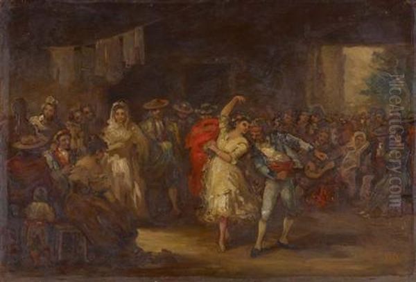 Spanish Dancers Oil Painting by Eugenio Lucas Villamil