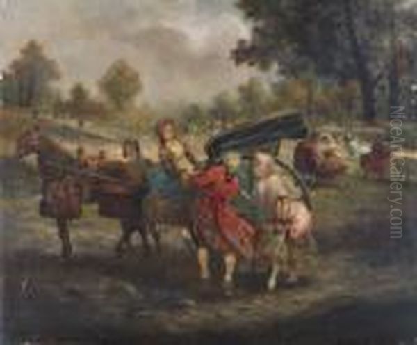 Escena Galante En Una Feria Campestre Oil Painting by Eugenio Lucas Villamil