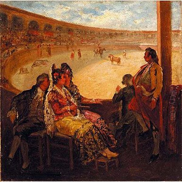 En La Corrida Oil Painting by Eugenio Lucas Villamil