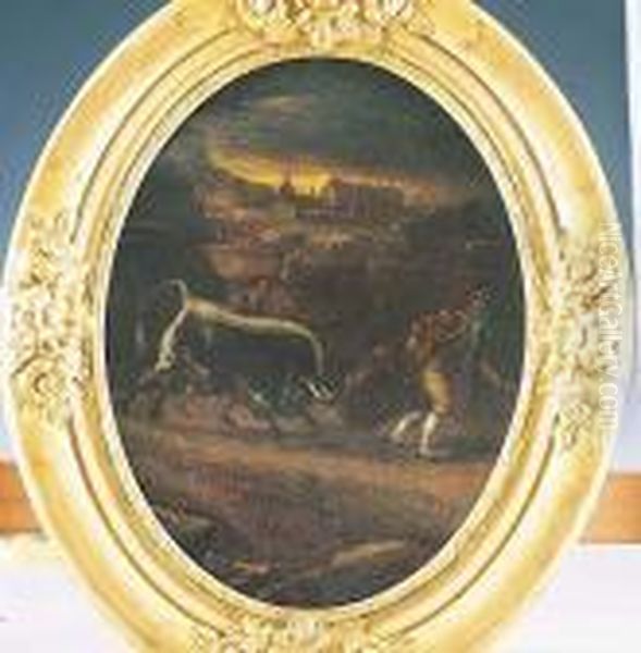 Corrida De Toros (ovalo) Oil Painting by Eugenio Lucas Villamil