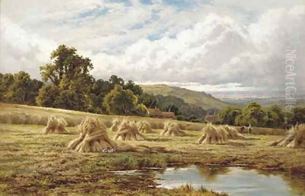 A Surrey cornfield, Betchworth Oil Painting by Henry Hillier Parker