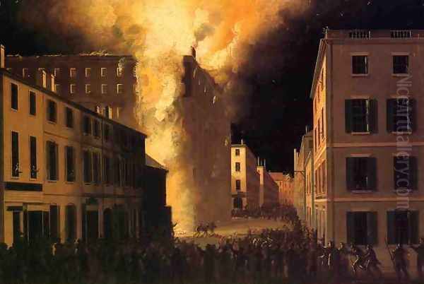 Conflagration of the Exchange Coffee House, Boston Oil Painting by John Ritto Penniman