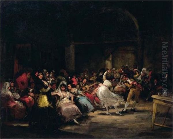 Baile Popular (the Dance) Oil Painting by Eugenio Lucas Villamil