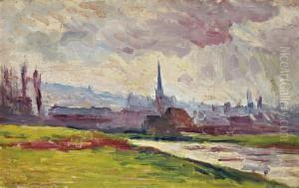 Paysage A Couillet, Charleroi Oil Painting by Maximilien Luce