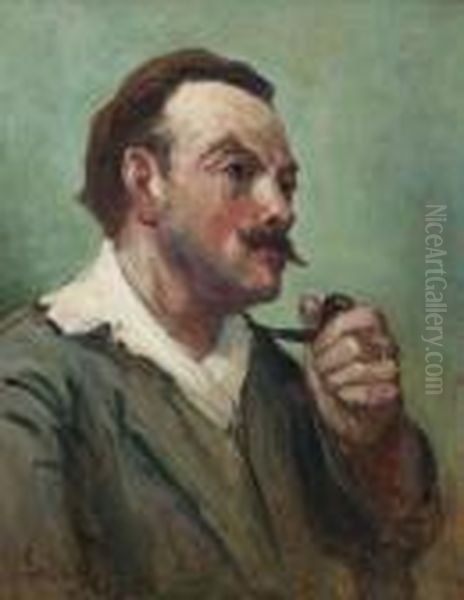 Portrait De Roger A La Pipe Oil Painting by Maximilien Luce