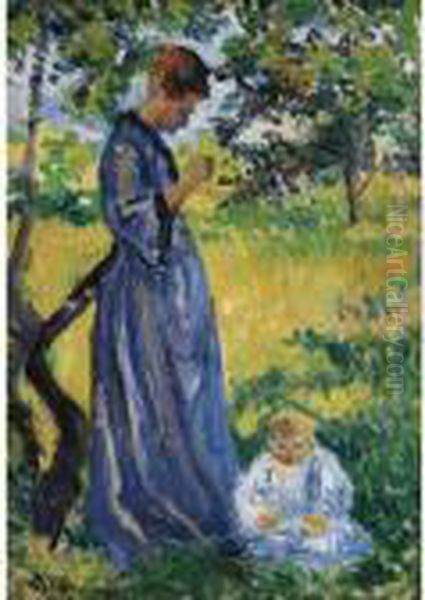 Poissy, Madame Dillon Oil Painting by Maximilien Luce