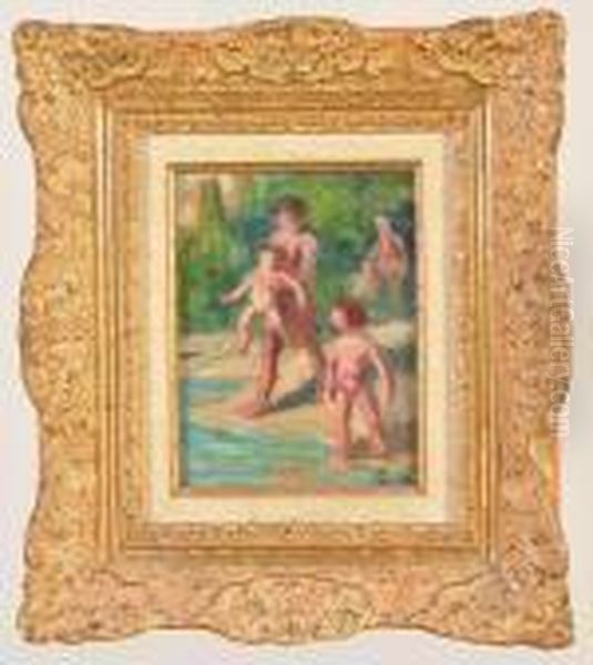 la Baignade Des Enfants Oil Painting by Maximilien Luce