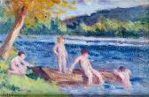 Baignade D'enfants Oil Painting by Maximilien Luce