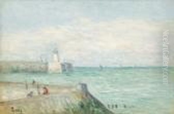 Le Treport, 
La Sortie Du Port Oil Painting by Maximilien Luce