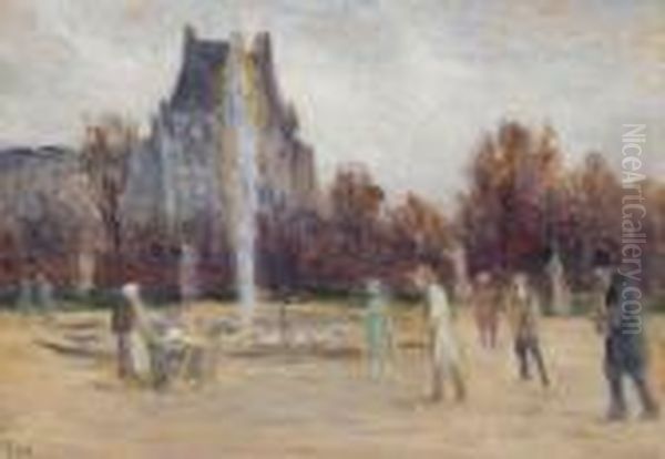 Promeneurs Au Jardin Des Tuileries Oil Painting by Maximilien Luce