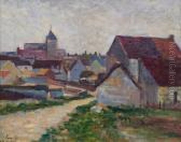 Le Village De Conche-sur-condoires Oil Painting by Maximilien Luce