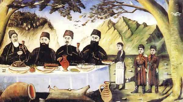 Feast at Gvimradze Oil Painting by Niko Pirosmanashvili