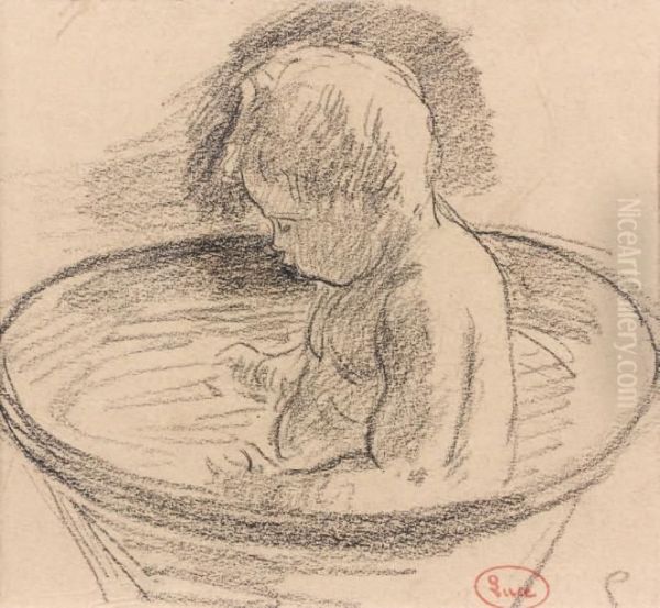 Enfant Au Bain (frederic Luce) Oil Painting by Maximilien Luce