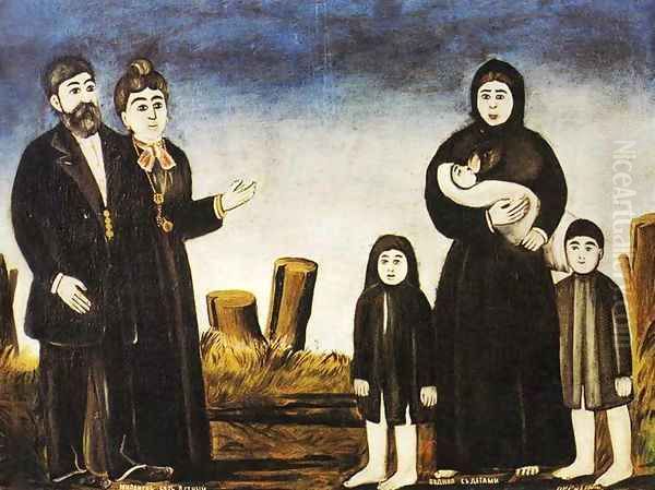 Childless Millionaire and Poor Woman with Children Oil Painting by Niko Pirosmanashvili