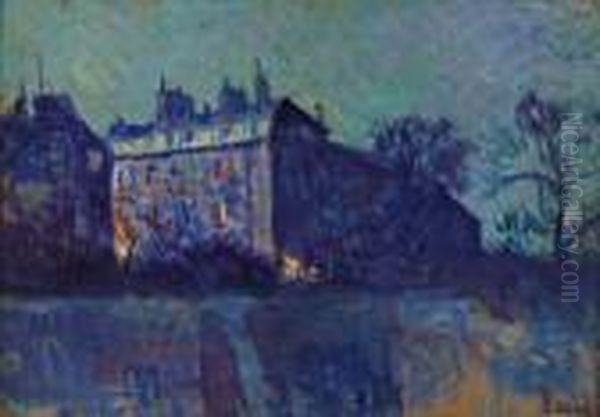 Montmartre La Nuit, Rue Des Saules Oil Painting by Maximilien Luce