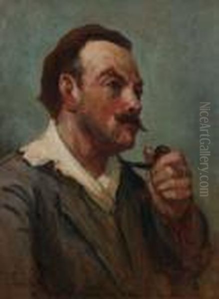 Portrait De Roger A La Pipe Oil Painting by Maximilien Luce