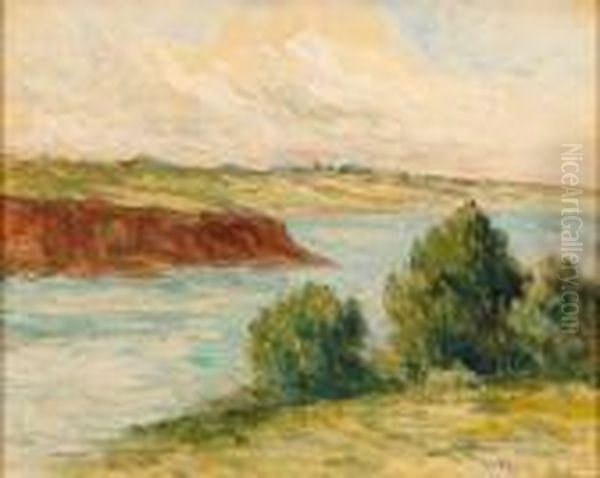 Paysage (environs De Rolleboise?) Oil Painting by Maximilien Luce