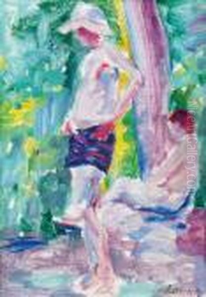 La Baignade Oil Painting by Maximilien Luce