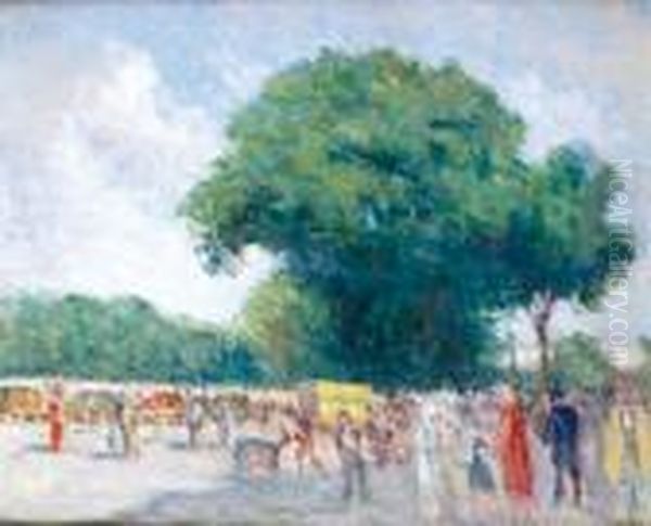 Paris, Bord De Seine Anime Oil Painting by Maximilien Luce