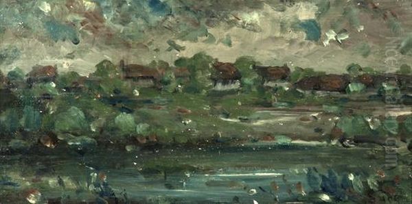 Landscape With Cottages Oil Painting by Maximilien Luce