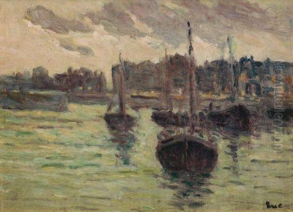 La Sortie Du Port Oil Painting by Maximilien Luce