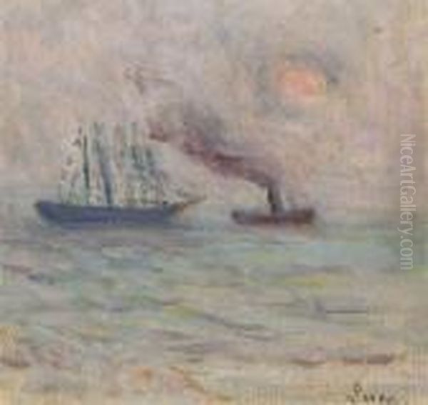 Saint-malo, La Mer Par Temps De Brume Oil Painting by Maximilien Luce