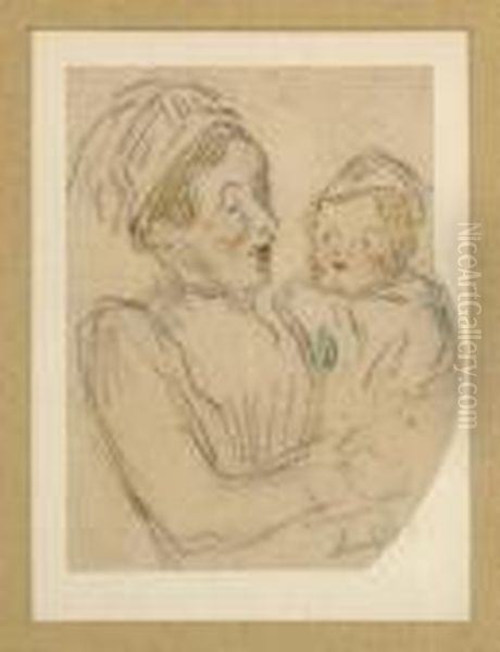 Mere Et Enfant Oil Painting by Maximilien Luce