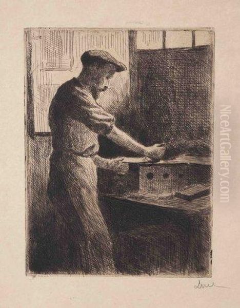 Chez Delatre (auguste Delatre Au Travail) Oil Painting by Maximilien Luce