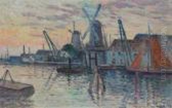 Moulins En Hollande Oil Painting by Maximilien Luce