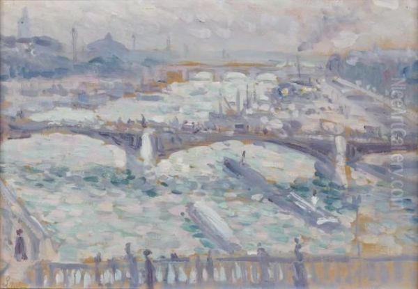 Paris, Les Trois Ponts Oil Painting by Maximilien Luce