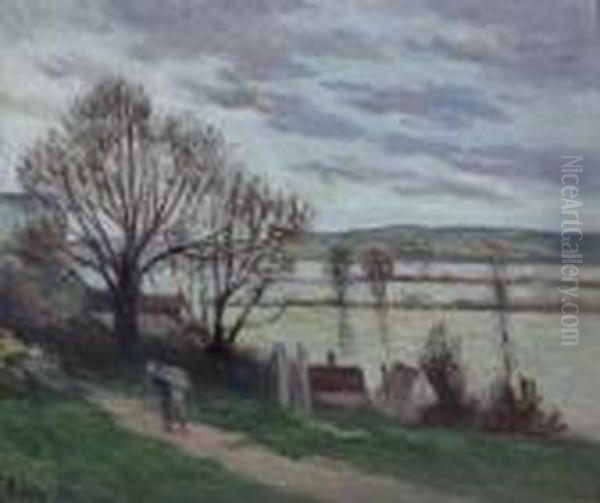 La Seine Et Les Inondations Vues De La Cote De Rolleboise Oil Painting by Maximilien Luce