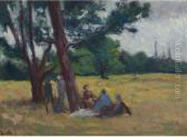 Dejeuner Sous Les Arbres Oil Painting by Maximilien Luce