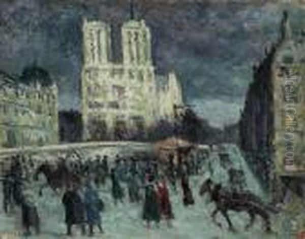 Notre-dame Et Le Quai Saint-michel Oil Painting by Maximilien Luce