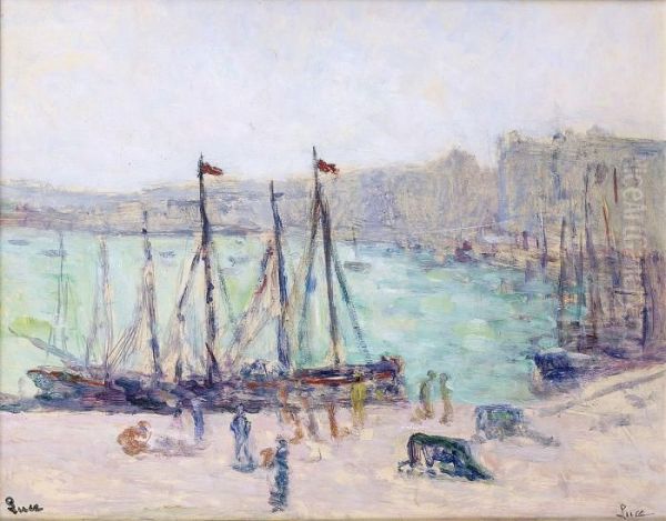 Le Treport, Chalutier A Quai Oil Painting by Maximilien Luce