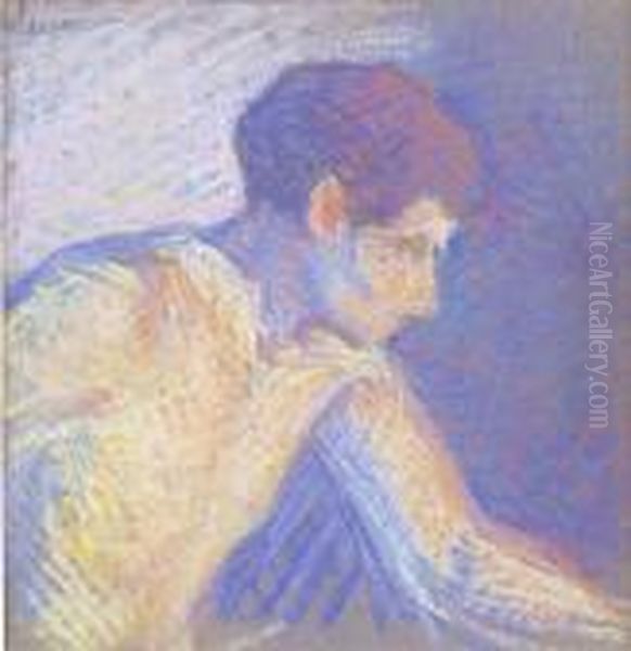 Jeune Homme Devant Le Four Oil Painting by Maximilien Luce