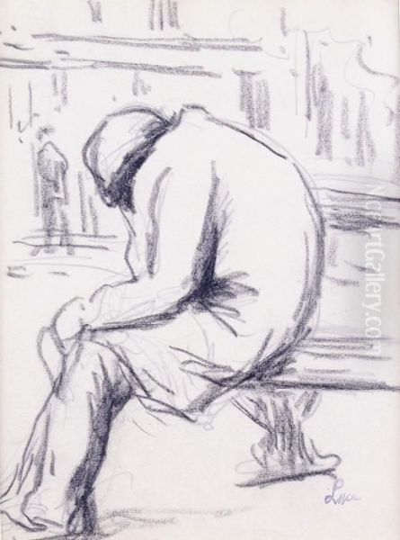 Clochard Sur Le Banc Oil Painting by Maximilien Luce